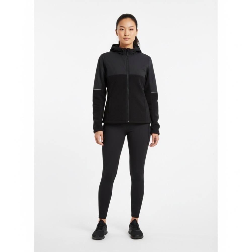 Lands' End Black Sherpa Fleece Jacket Youth Size XL Or Women's Size Medium